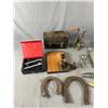 Image 2 : Lot Of Vintage Finds - Kitchen Ware, Horse Shoes, Tin Lunch Kit & More