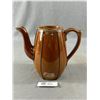 Image 2 : Vintage English Slipware Coffee Pot (no lid) w/ Sterling Silver Monogram Approx. 7.5" H