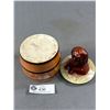 Image 2 : Marked Vintage Czech, Dog In Barrel 7.5" H Jar w/ Lid