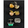 Image 2 : Vintage Stone and Wood Cuff Links and Stone Earrings, Basket of Bracelets
