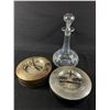 Image 1 : Vintage Decanter and 2 Mid Century Ash Trays