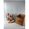 Image 2 : Vintage Wooden Crate w/ Wooden Pulley and Antique Lanterns As Found
