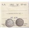 Image 1 : N.B. 1862 5¢ ICCS Extra Fine-40, Lustrous example.  A nice coin.