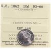 Image 2 : N.B. 1862 10¢ ICCS Superb Gem Mint State-66. Absolutely stunning example with mirror like fields und