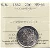 Image 2 : N.B. 1862 20¢ ICCS Choice Mint State-64.  Top 10 example graded by PCGS & ICCS combined. Superior Ge