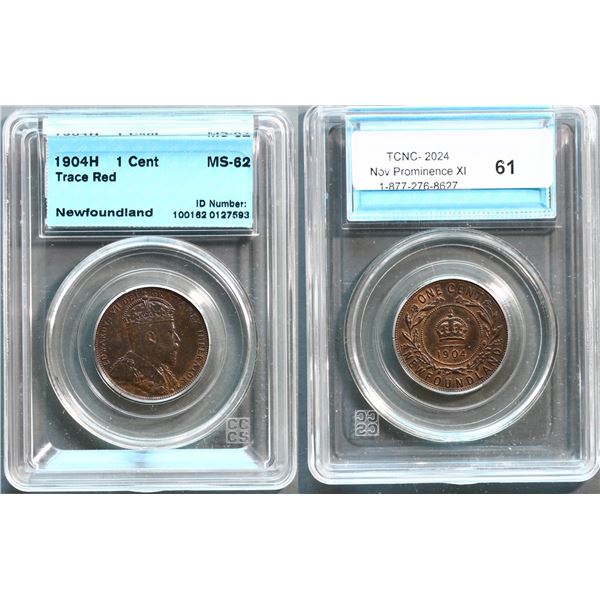 Nfld 1904H 1¢ CCCS Choice Mint State-62.  Superb lustre with nice fields and surfaces. A lovely exam