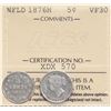 Image 1 : Nfld 1876H 5¢ ICCS Choice Very Fine-30.  Lustrous.