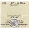 Image 2 : Nfld 1894 5¢ ICCS Choice Mint State-64. Razor sharp full white issue. Very attractive.