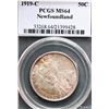 Image 2 : Nfld 1919c 50¢ PCGS Choice Mint State-64.  Decent lustre under sparse yellow and gold tints.