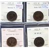 Image 1 : 1859 1¢ N9, DP1, Nar 9 5/5, Wide 9/8(RP-0) & Nar 9 (RP-9) all ICCS Choice Very Fine-30.  Lot of 4 co