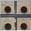 Image 1 : 1876H 1¢ RP-1, 1884 Obv 2, 1887 (7/7) & 1900H all ICCS Choice Mint State-62.  Lot of 4 coins.