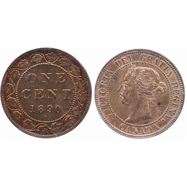 1890H 1¢ ICCS Choice Mint State-64RED.  Nice 80% Red and lustrous issue.