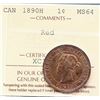 Image 2 : 1890H 1¢ ICCS Choice Mint State-64RED.  Nice 80% Red and lustrous issue.