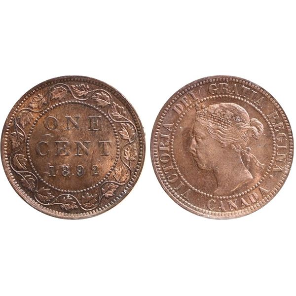 1892 1¢ Obv 4 ICCS Choice Mint State-64RED.