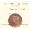 Image 2 : 1892 1¢ Obv 4 ICCS Choice Mint State-64RED.