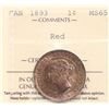 Image 2 : 1893 1¢ ICCS Gem Mint State-65 Red.  Gem 90% Full RED and lustrous example.