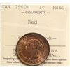 Image 2 : 1900H 1¢ ICCS Gem Mint State-65RED. Vivid full red gem example.