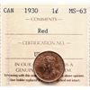 Image 2 : 1930 1¢ PCGS Choice Mint State-63RED.  A nice lustrous 85% Red example.