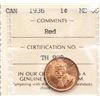 Image 2 : 1936 1¢ ICCS Gem Mint State-65RED.  A radiant 100% full lustre and red example.  Superb example.
