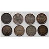 1887 5¢, 1889, 1894, 1897, 1898, 1899, 1900 Rd & 1901.  Lot of 8 coins Fine to EF average w/some exc