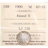 Image 2 : 1900 5¢ Round 0 ICCS Choice About Uncirculated-55.