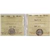 1906 5¢, & 1908 Small 8 both ICCS Choice Mint State-63.