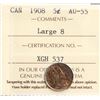 Image 2 : 1908 5¢ Large 8 ICCS Choice About Uncirculated-55.