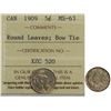 Image 1 : 1909 5¢ RL "Bow Tie" ICCS Choice Mint State-63.