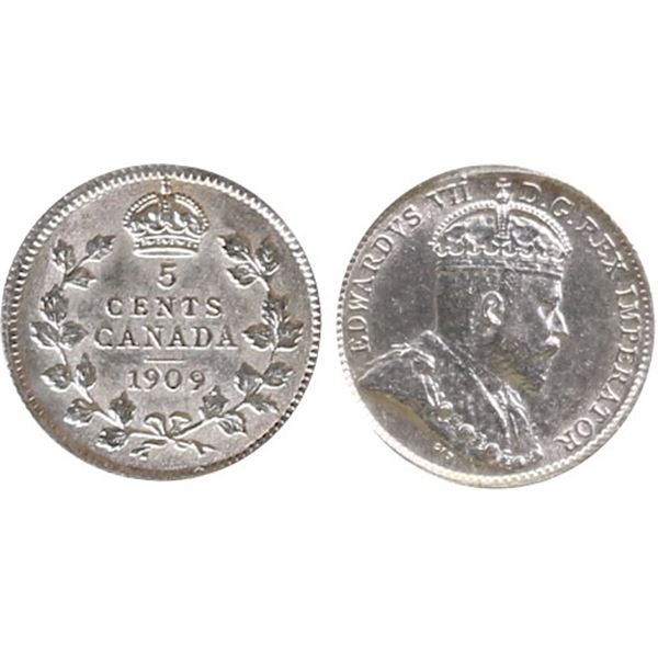 1909 RL / "Cross/Bow Tie" 5¢ ICCS About Uncirculated-50