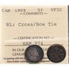 Image 1 : 1909 5¢ RL / "Cross/Bow Tie" ICCS Choice Very Fine-30