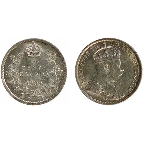 1909 5¢ Ptv Lvs ICCS Choice Mint State-63.  A nice looking piece.