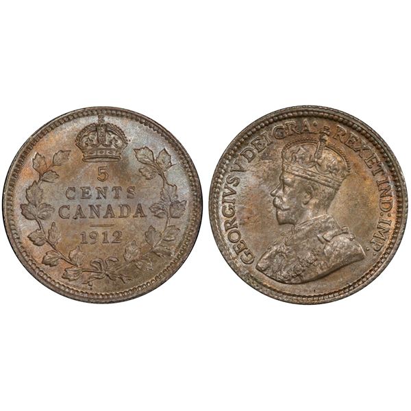 1912 5¢ PCGS Superb Gem Mint State-66.  An appealing gem example with an attractive mixture of mild 