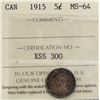Image 2 : 1915 5¢ ICCS Choice Mint State-64 Intense toning over full underlying lustre.  Semi-key date.