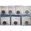 1922 5¢, 1923, 1929, 1935, 1936, 1946, 1964 EWL, all 7 coins ICCS graded Choice Mint State-62.