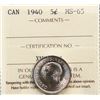 Image 2 : 1940 5¢ ICCS Gem Mint State-65.