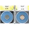 Image 1 : 1858 10¢ & 1921 both ANACS Choice About Uncirculated-58.  Lot of 2 lustrous coins.