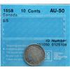 Image 2 : 1858 10¢ 5/5 CCCS About Uncirculated-50.  A nice example.