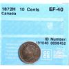Image 2 : 1872H 10¢ CCCS Extra Fine-40.  Key date.
