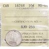 Image 2 : 1874H 10¢ ICCS Choice Mint State-64.  Crisp details under vivid bright lustre.
