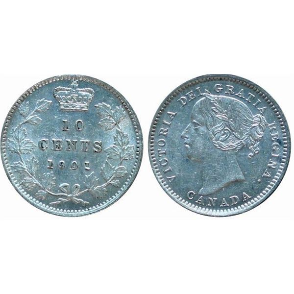 1901 10¢ ICCS Choice Mint State-63.  Attractive and well struck issue.