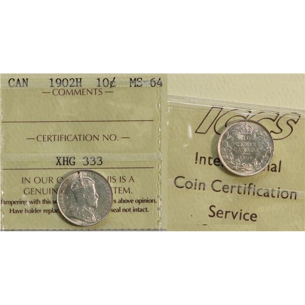 1902H 10¢ ICCS Choice Mint State-64.