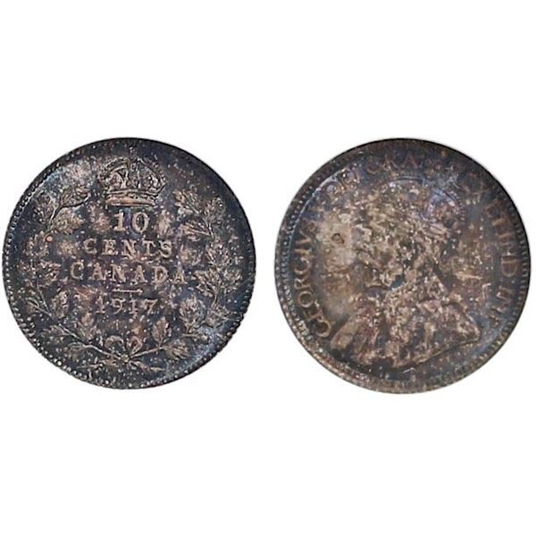 1917 10¢ NGC Superb Gem Mint State-67.  Superb Gem fully lustrous example with intense autumn shades