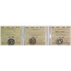 Image 1 : 1917 10¢, 1920, and 1954 Heavy Cameo all ICCS Choice Mint State-64, lot of 3 coins.