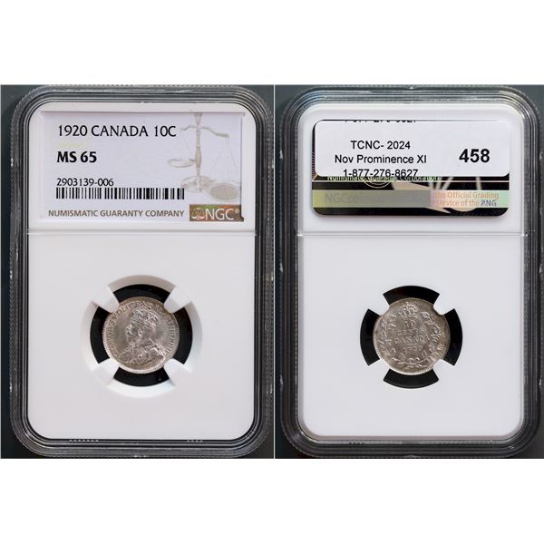 1920 10¢ NGC Gem Mint State-65.  Deep rustic tones.