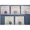 Image 1 : 1931 10¢, 1939, 1941, 1943, 1949, all 5 coins ICCS graded Choice Mint State-63.