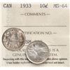 Image 1 : 1933 10¢ ICCS Choice Mint State-64.  A very nice example.