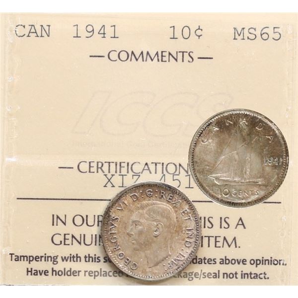 1941 10¢ ICCS Gem Mint State-65