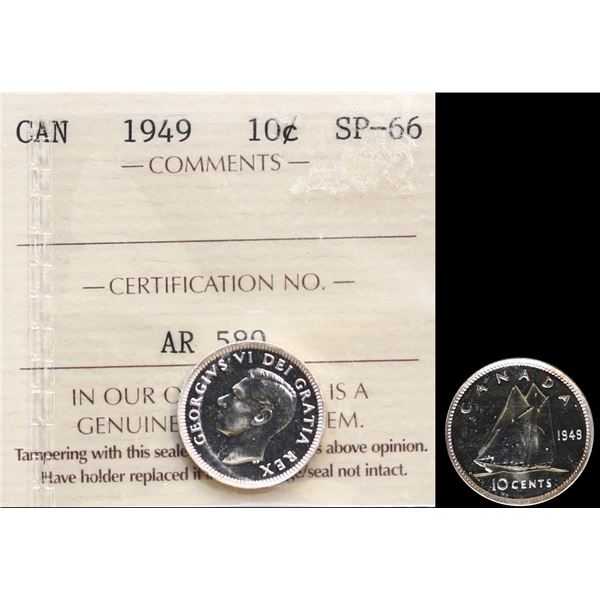 1949 10¢ ICCS Superb Gem SPECIMEN-66.  Great fields with superb reflective surfaces.