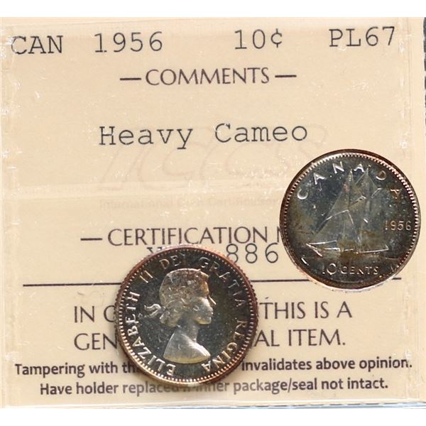 1956 10¢ ICCS Superb Gem Proof-Like-67 Heavy Cameo