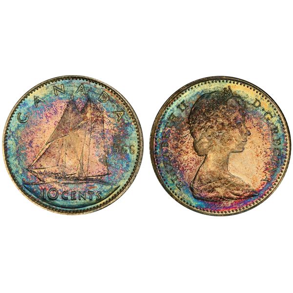 1966 10¢ PCGS Superb Gem Mint State MS-67, Solo Finest Known. This remarkable gem offers unparallele